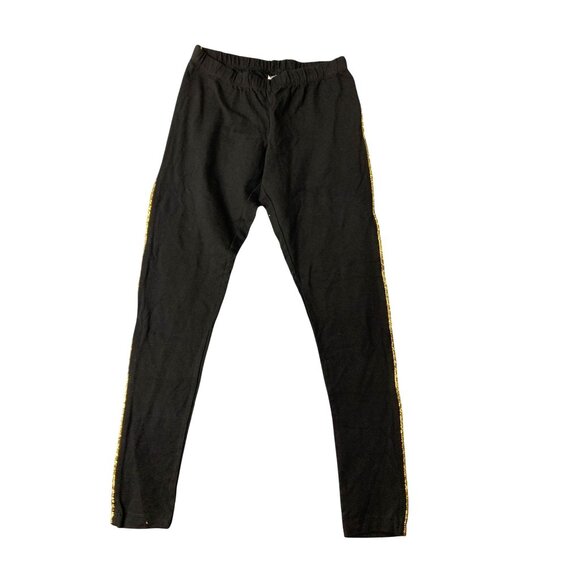 Steve Madden Womens Size Small Legging Pull On Black Pants Gold Stripe Down Side - Picture 1 of 4